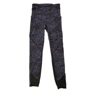 Lululemon Size 2 Galaxy Speckle Leggings Mesh Calf Panels Side Pockets
